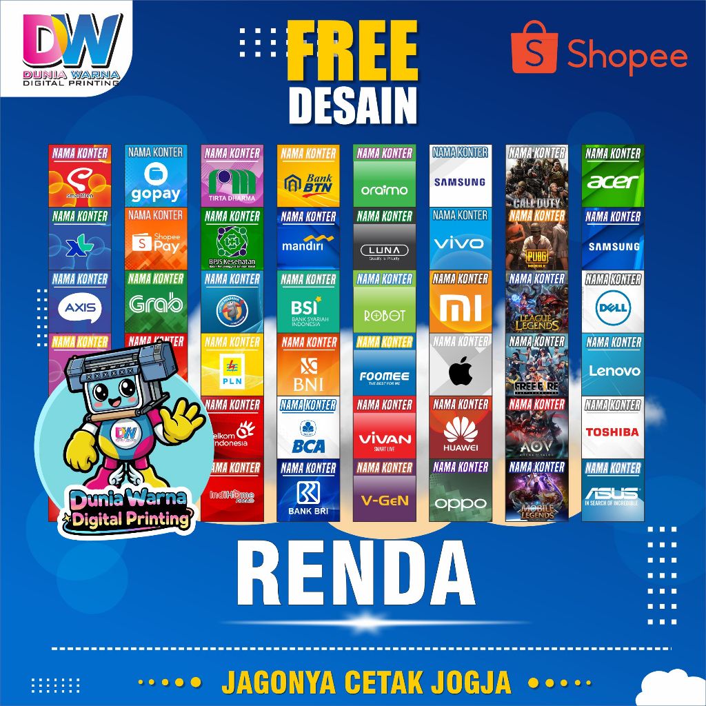 Banner Spanduk Konter Murah/ Banner Konter / Renda Konter Lanskap / Custom Renda