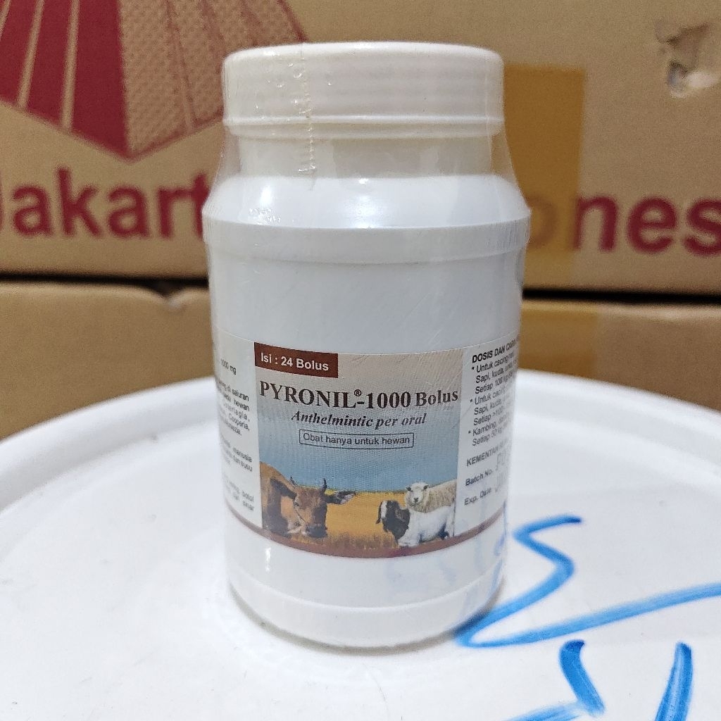 pyronil 1000 ~ 1pot 24 bolus (obat cacing kambing domba)