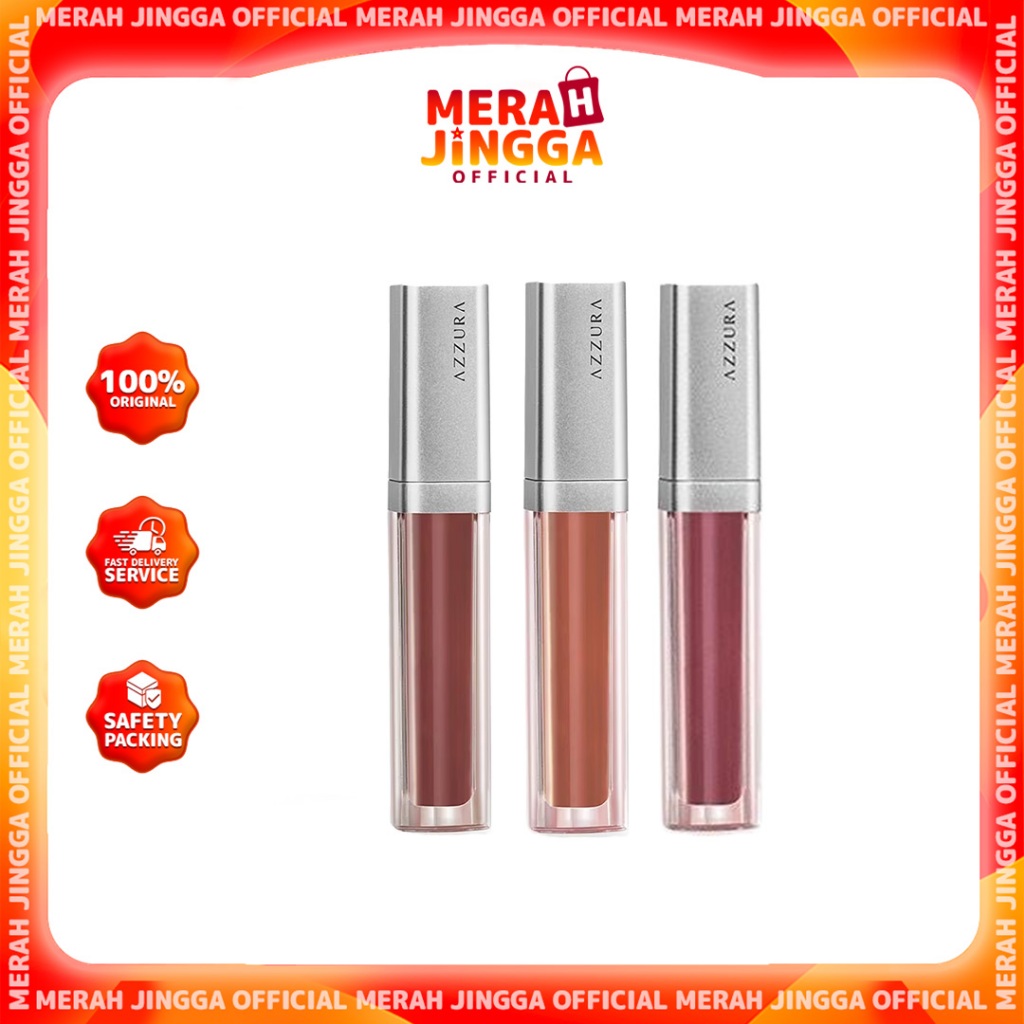 AZZURA Matte Lipcream Lipstik Matte | Merah Jingga Official