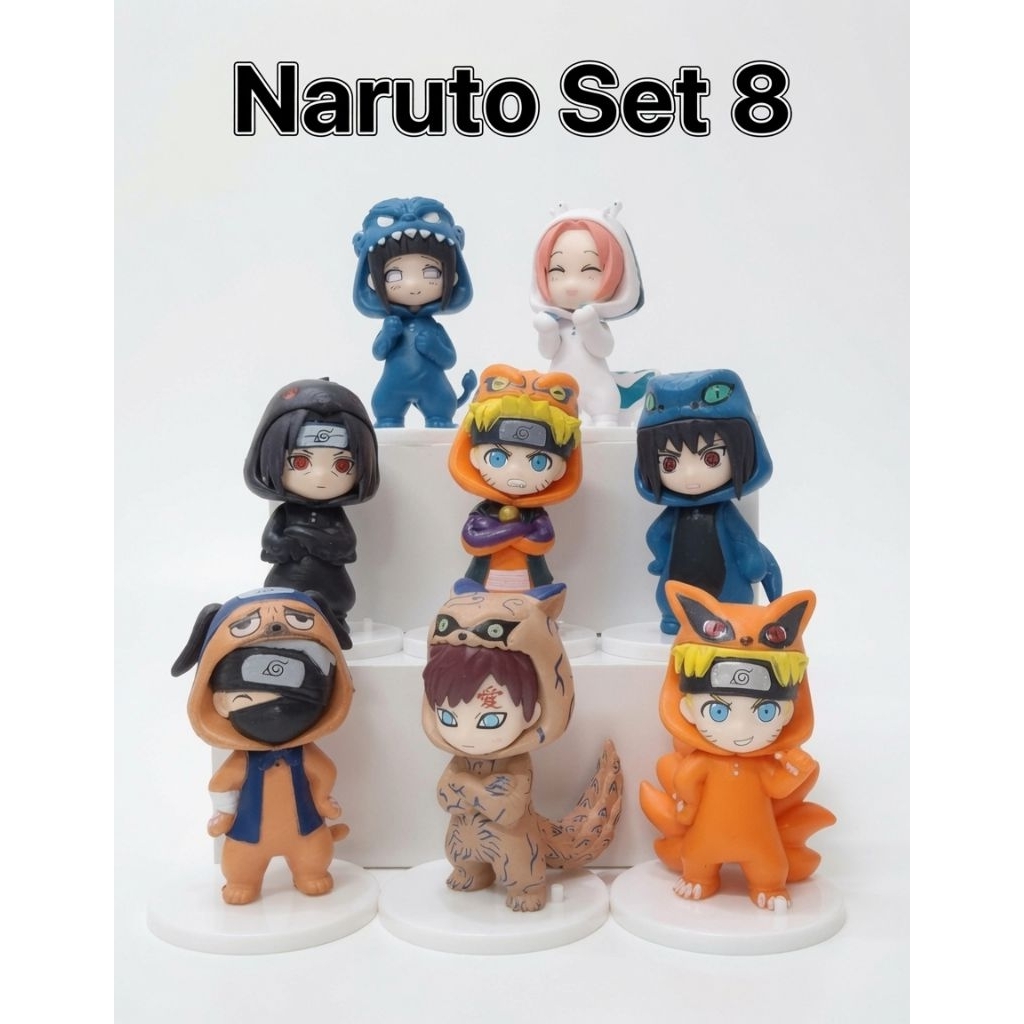Naruto figure set 8 bijuu kostum Naruto kakashi itachi gaara sasuke sakura hinata