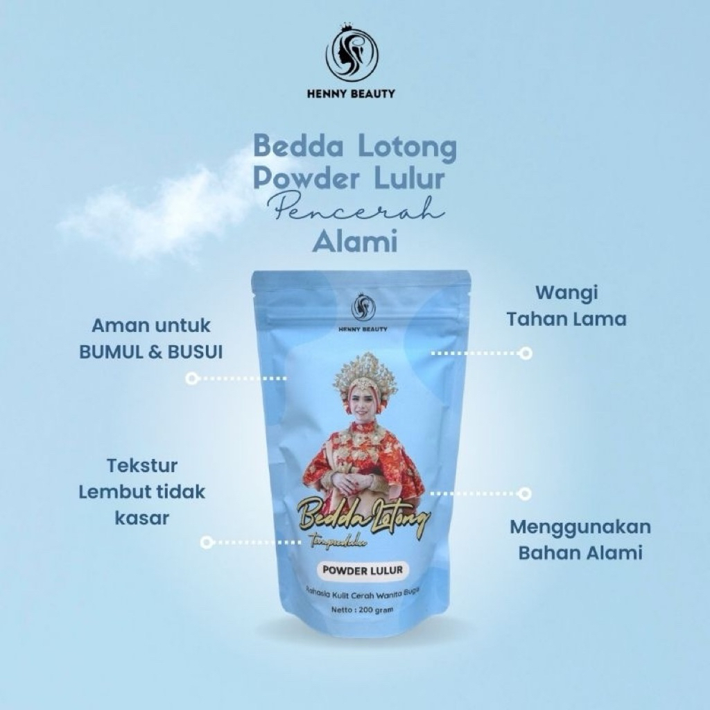 Lulur Bedda Lotong Bubuk Henny Beauty 100gr - Mencerahkan, Melembabkan, Membuat Kulit Segar