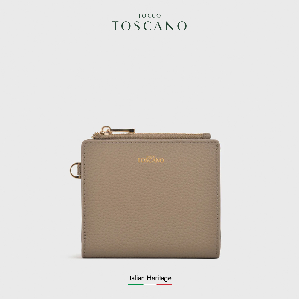 Tocco Toscano Aimee Bifold Wallet - Dompet Wanita Kulit Sapi Asli (Taupe)