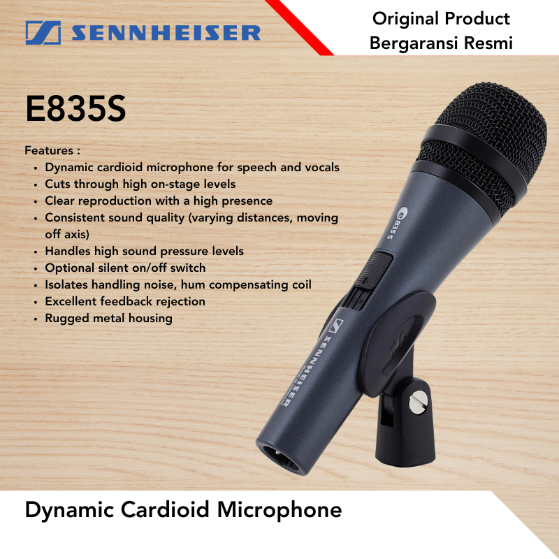 SENNHEISER E835S E-835S E 835S Dynamic Cardioid Microphone