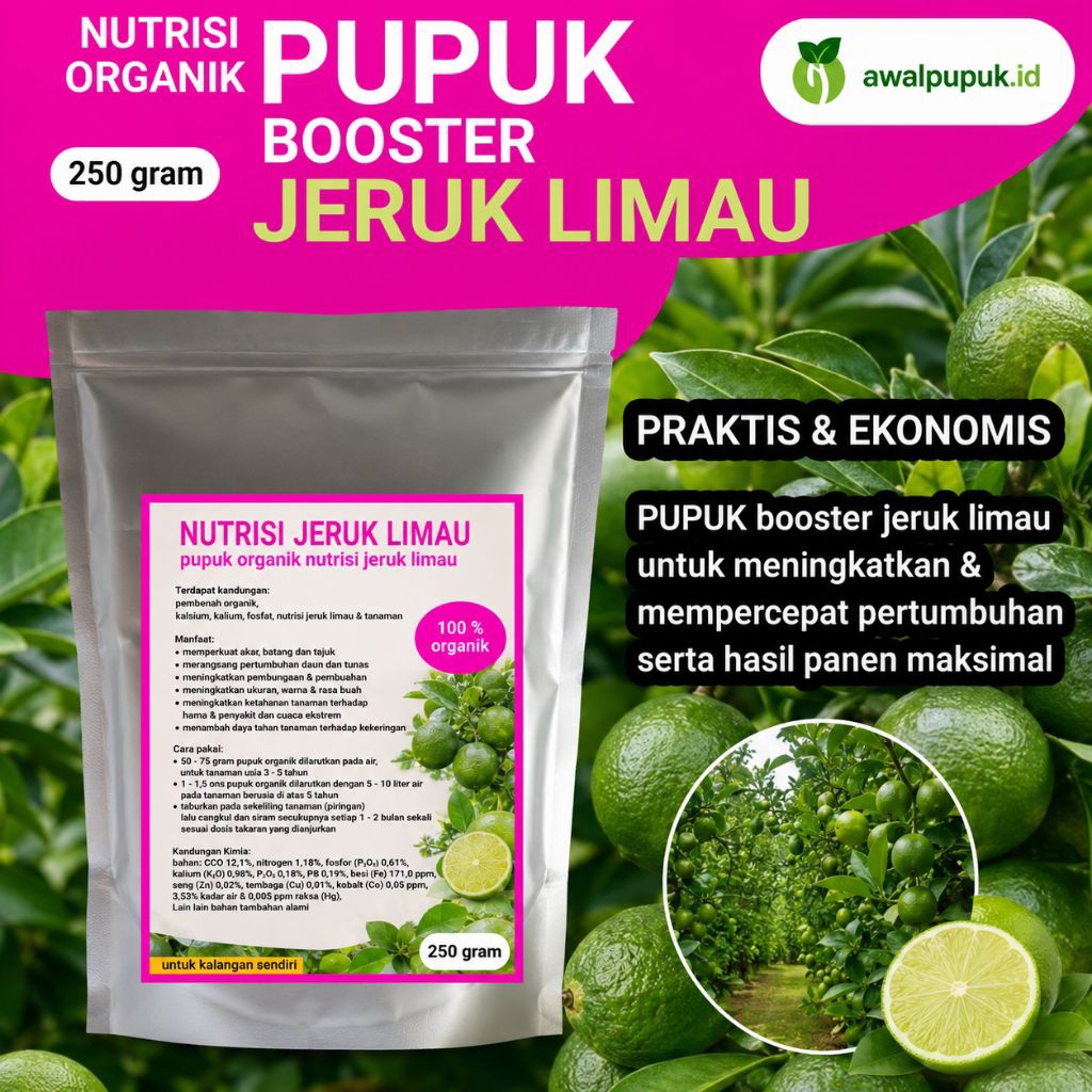 pupuk booster jeruk limau | 250gr | pupuk booster organik pelebat buah limau