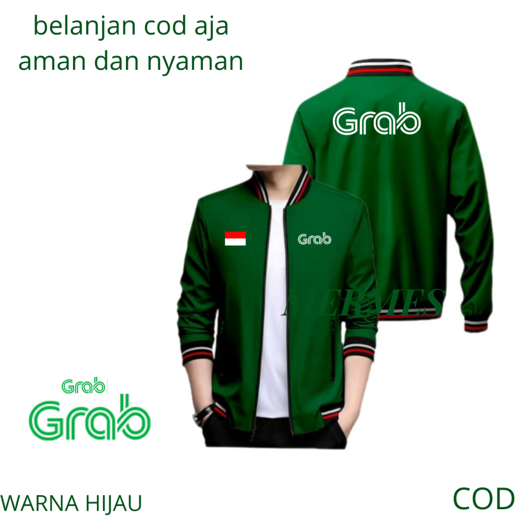 Jaket Baseball, Jaket Draiver Ojol Grab Orijinal Terbaru Bisa Custom - COD