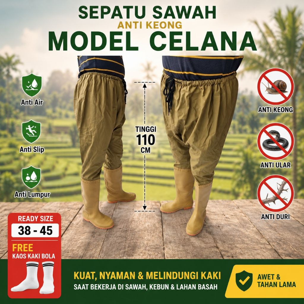 SEPATU CELANA 110 CM SEPATU PANJANG TANI SEPATU SAWAH KERJA KEBUN EMPANG SEPATU TINGGI SEPATU CELANA