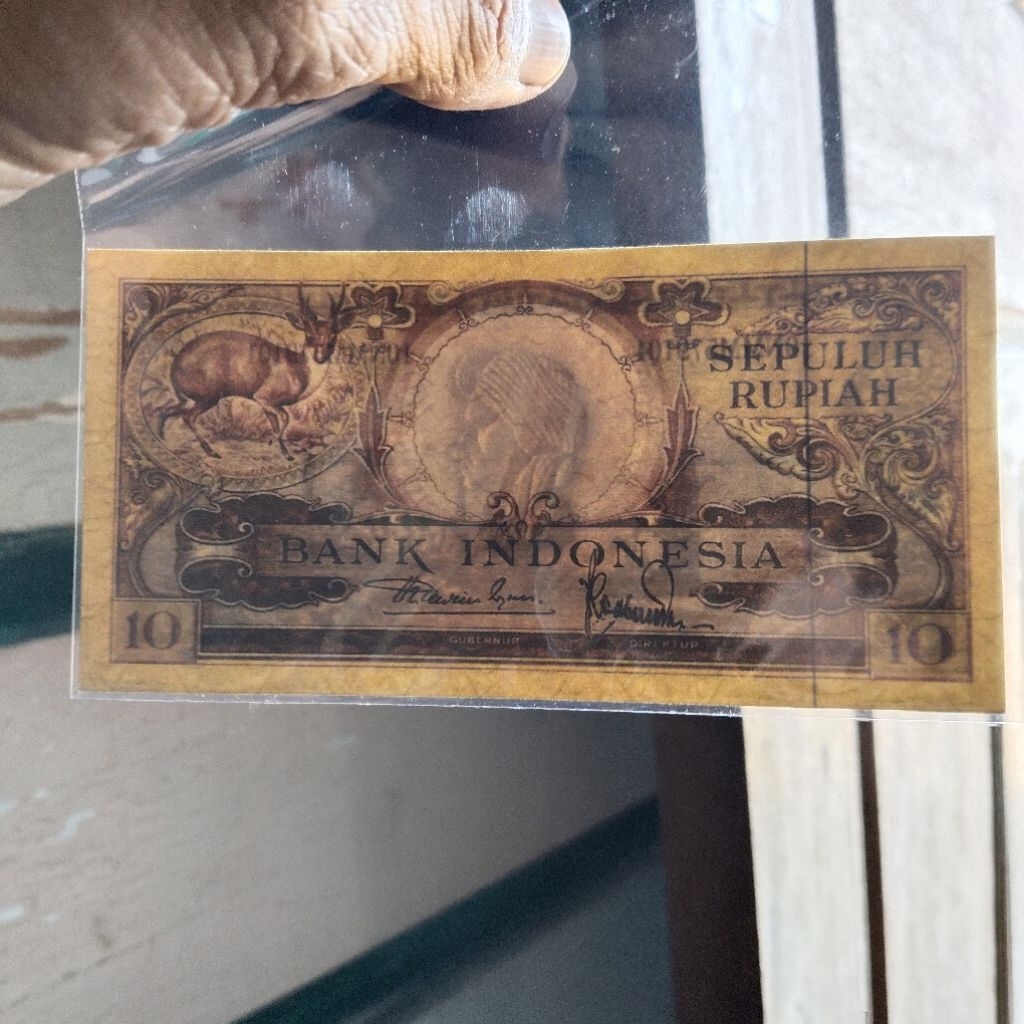 10 rupiah rusa seri binatang 1957 (uang repro)