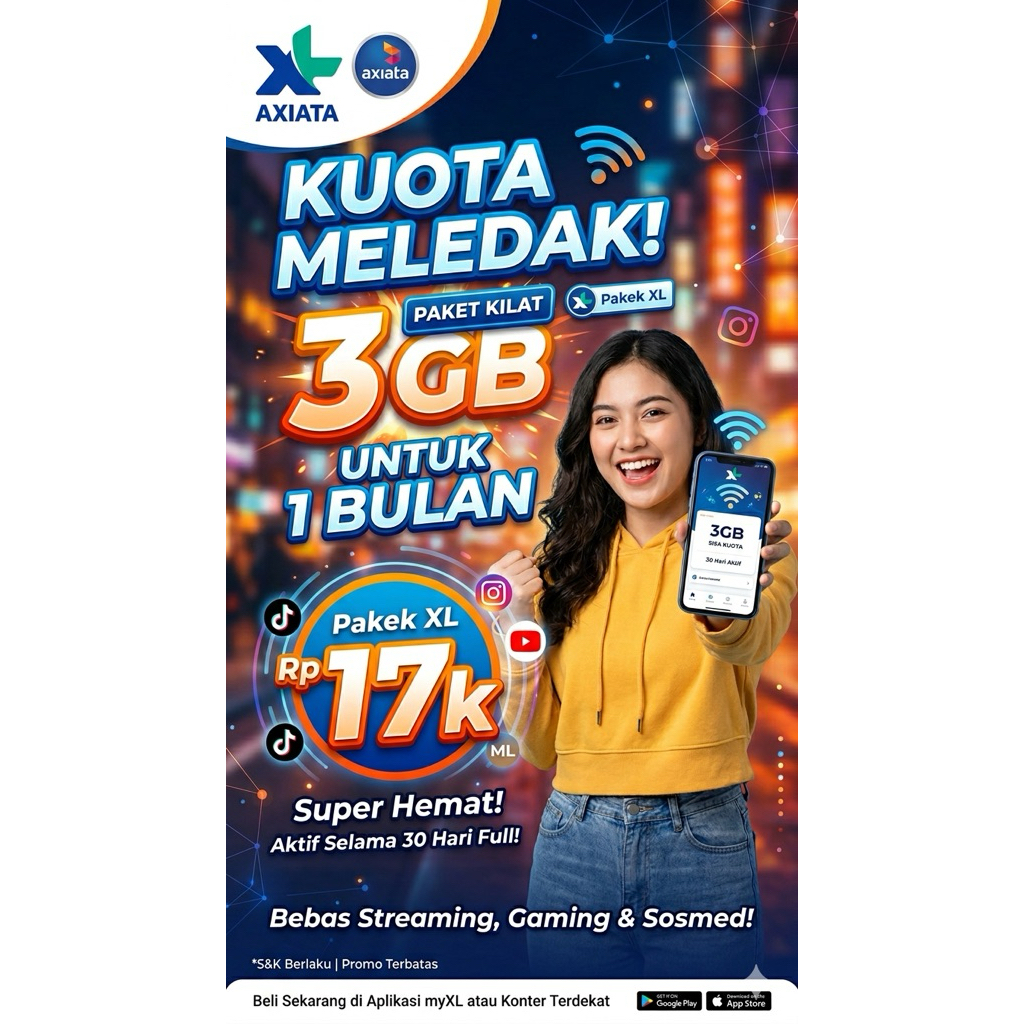 termurah- paket kuota 3gb termurah Xl -30hari