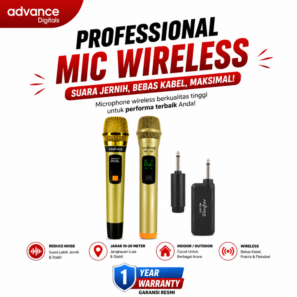 Advance Digitals - Profesional Mic Wireless (Personal Microphone)| microphone profesional wireless a