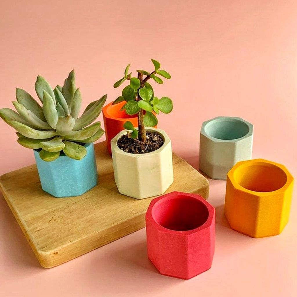 POT SEMEN MINI HEXAGONAL WARNA EGIYU15, POT SUKULEN, TEMPAT LILIN, SOUVENIR, HIASAN CANTIK