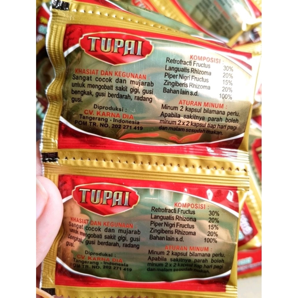 jamu kapsul sakit gigi TUPAI harga untuk 10 pcs/shacet