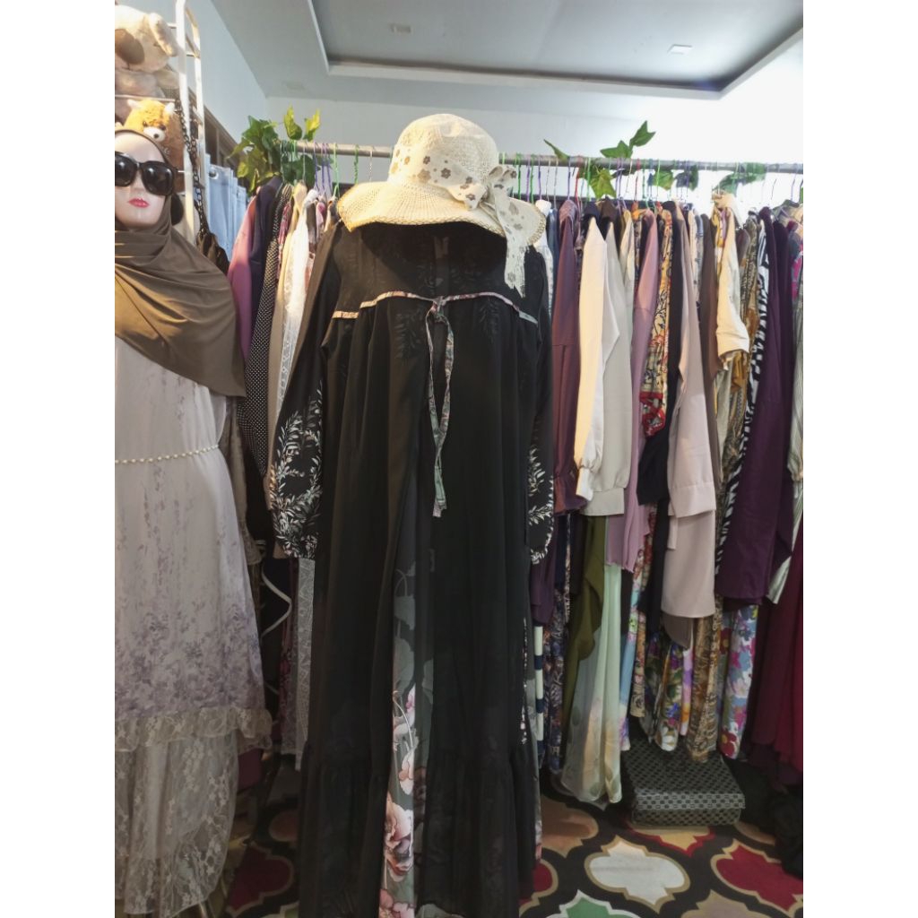 READY GAMIS CERUTY BUNGA HITAM OUTER
