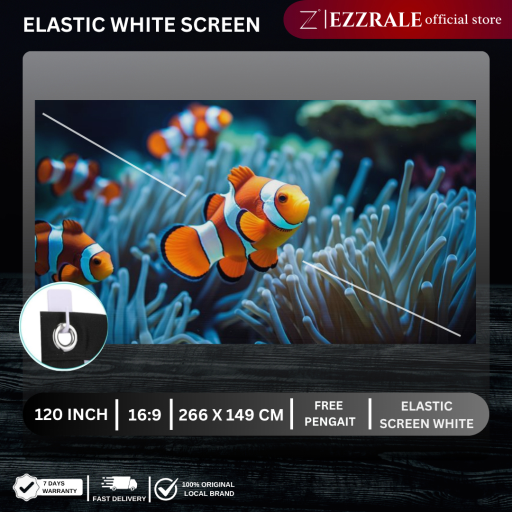 Ezzrale Layar Proyektor Elastic Screen 120 inch