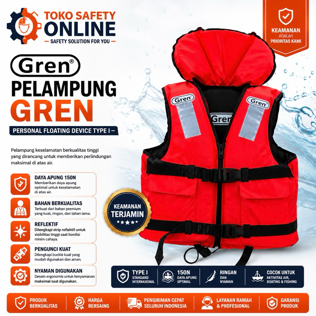 Life Jacket Pelampung Gren - Life Jacket Vest - Pelampung Safety