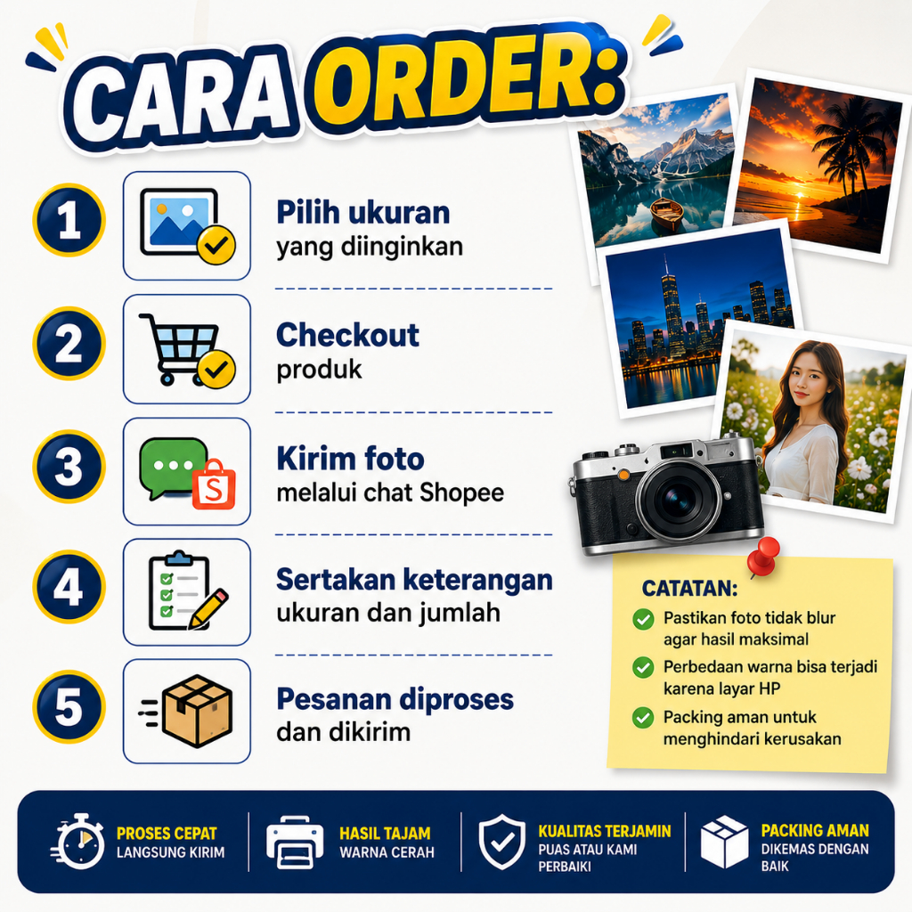 Cetak Foto 2R 3R 4R 5R Murah | KILAT PENGIRIMAN INSTAN | Ukuran Bahan Tebal 230 Gram | Harga Mulai 500