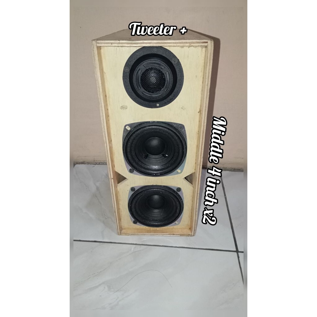 Paket speaker 4 inch x2 +tweeter, paket speaker dan box 4 inch middle, jalur 2 way, sound miniatur 4