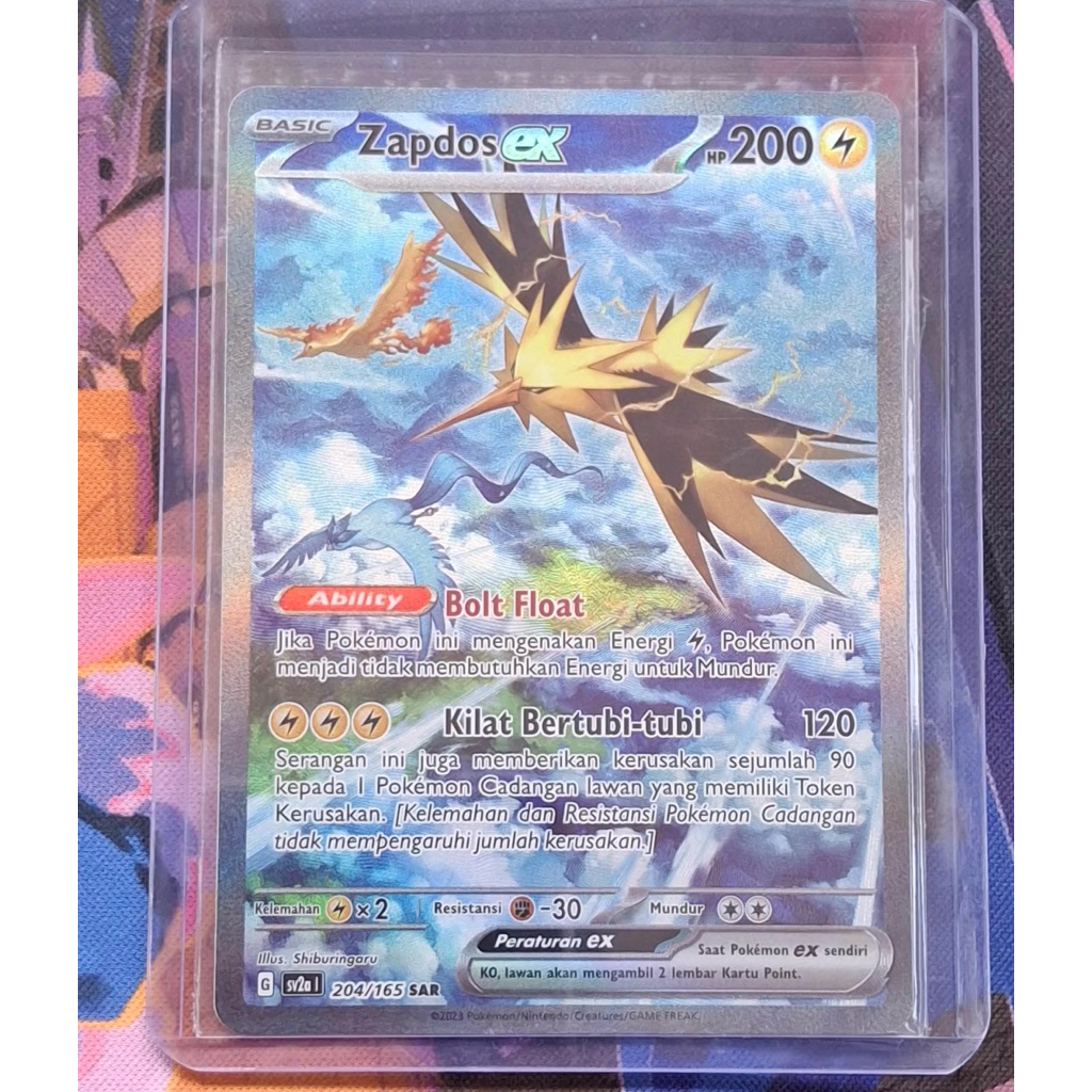 Zapdos ex SAR SV2a 204/165 Pokemon 151 Indonesia