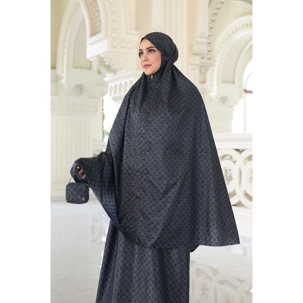 new mukena buttonscarves travel monogram black