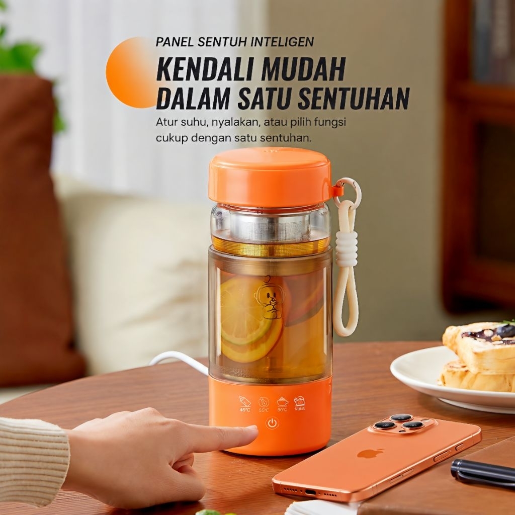 Termos Pemanas Air Elektrik 450 ml Daya 300W Kettle Mini Travelling 450ml Teko Listrik