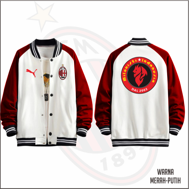(S-6XL) JAKET BIG SIZE VARSITY MILANISTI BIG SIZE 3XL 4XL 5XL 6XL AC MILAN JUMBO OVERSIZE VARSITY BO