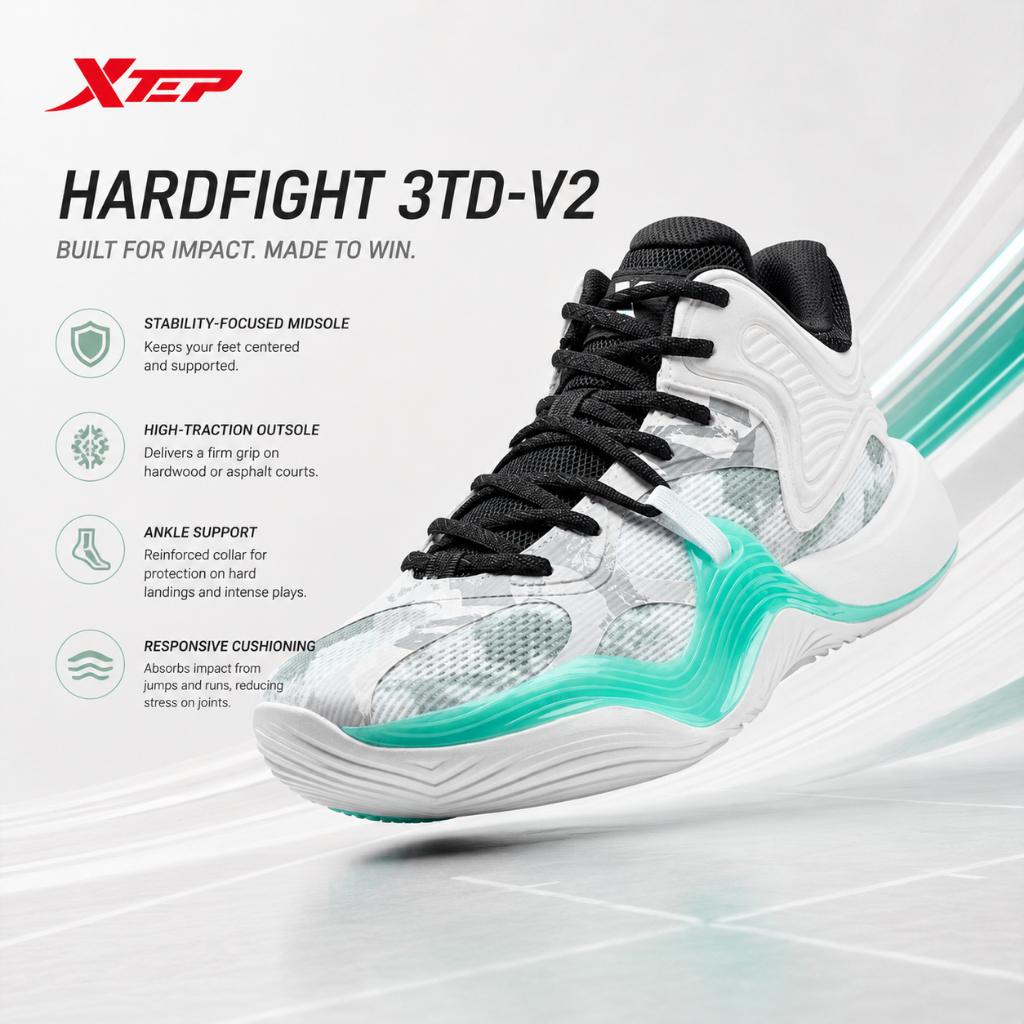 XTEP HardFight 3TD-V2 Sepatu Basket Pria Original Basketball Shoes Sneakers Olahraga Training Outdoo