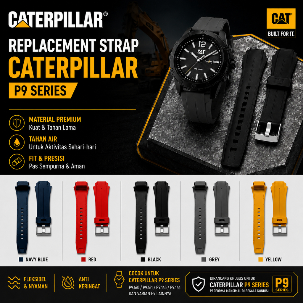 Tali Jam Tangan Caterpillar Replacement Strap Rubber CAT.09