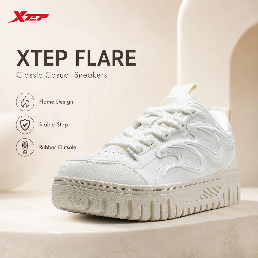 XTEP Flare Sepatu Pria Original Sneakers Casual Lifestyle Fashion Loafers Shoes Outdoor Size 39-44