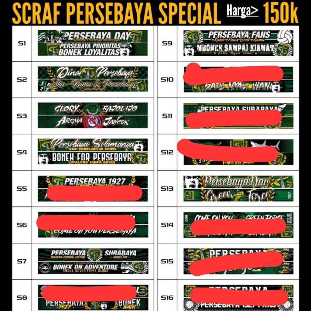 Syal/Scraft BONEK PERSEBAYA (Rajut spesial)