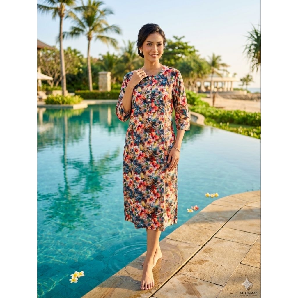 Daster KudaMas Original Daster Lengan 7/8 Daster Busui Daster Kancing Daster Motif Modern