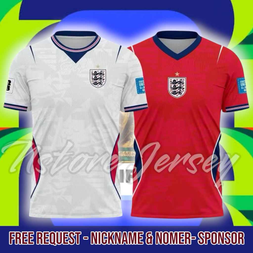 JERSEY INGGRIS HOME AWAY PIALA DUNIA 2026 FREE CUSTOM NAMSET