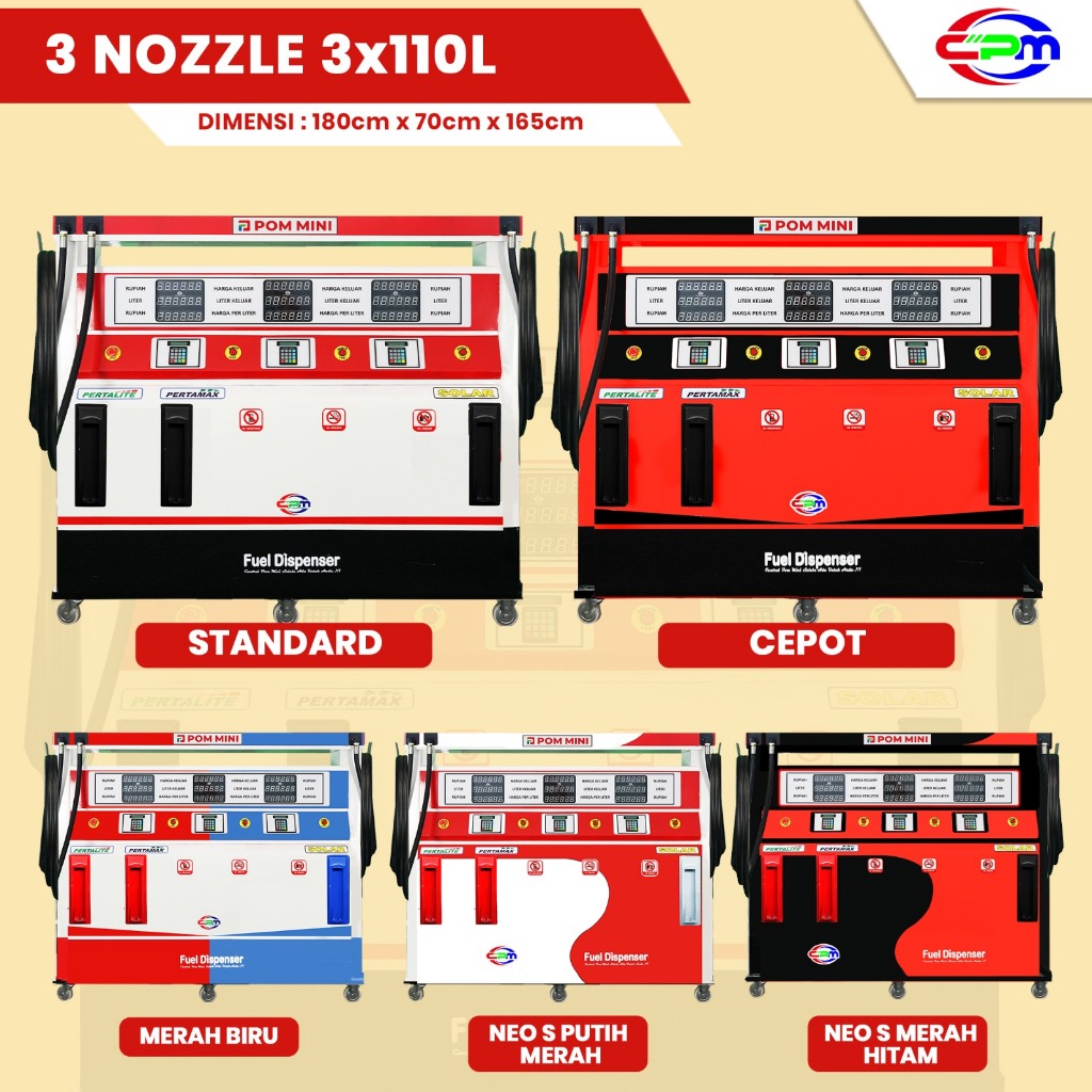 POM MINI - Pertamini Digital 3 Nozzle 3 x 110 Liter