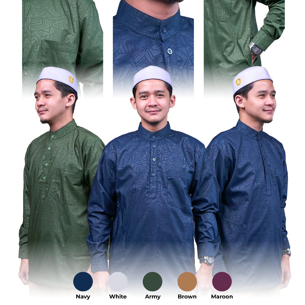 Baju Koko ZAWEEYA Ajmal Series Motif Mansur Elegan