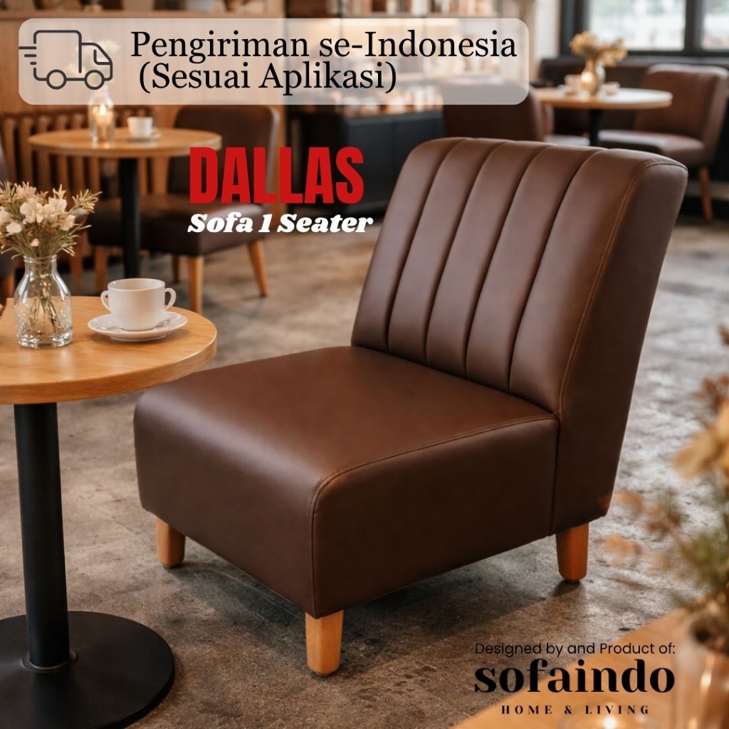 Sofaindo DALLAS - Sofa 1 Seater Minimalis Industrial (CAFE HOTEL RESTAURANT)