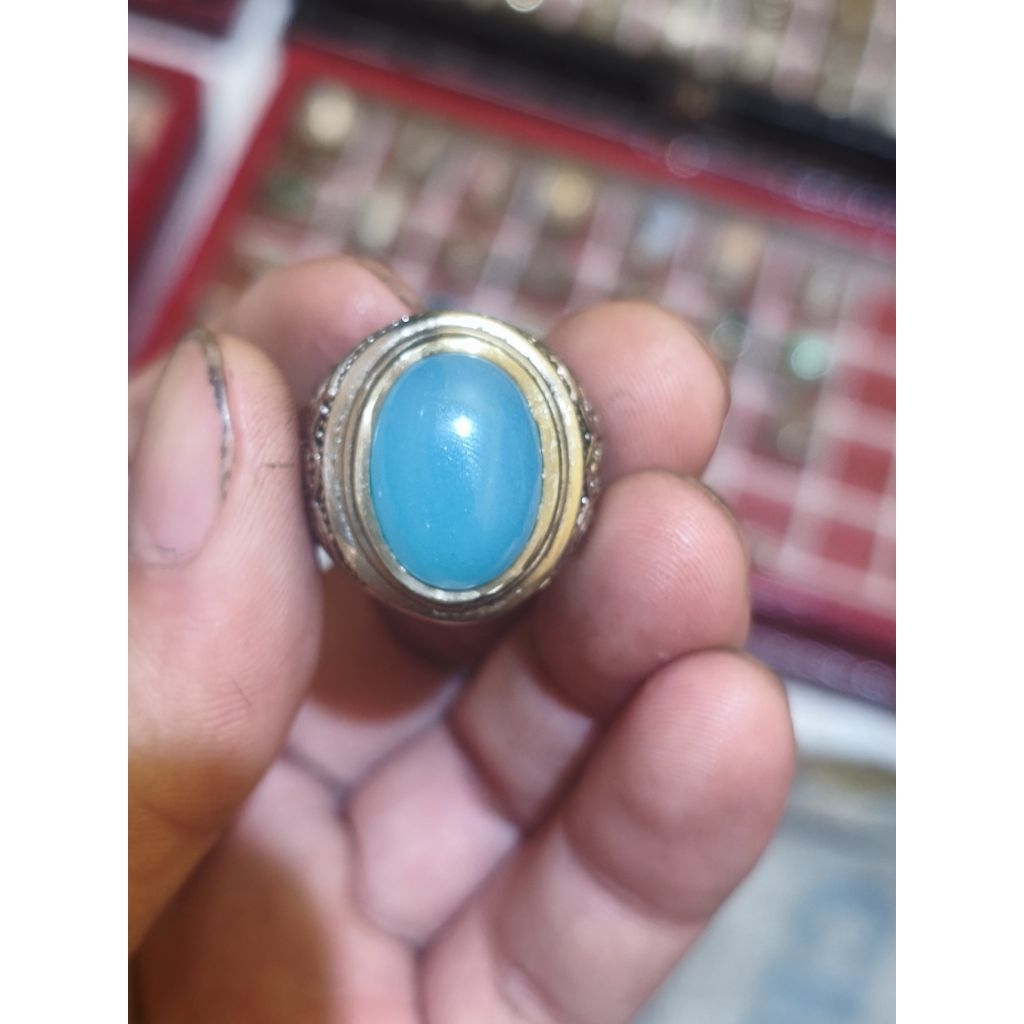 Cincin Batu Akik Aquamarine