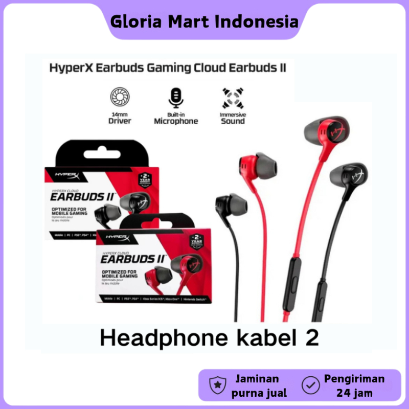 HyperX Earbuds Gaming Cloud Earbuds II With Mic Earbuds Handsfree Gaming