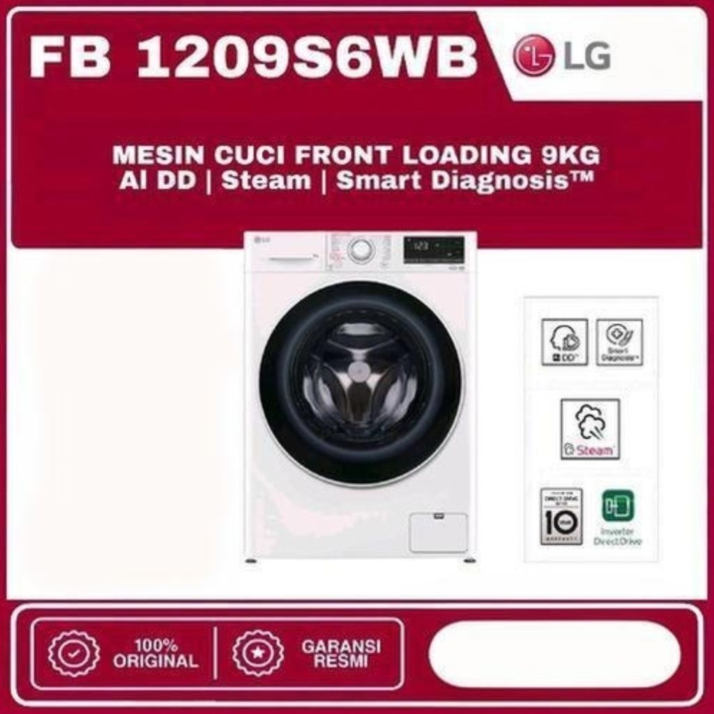 LG Mesin Cuci Front Loading 9 Kg FB1209S6WB