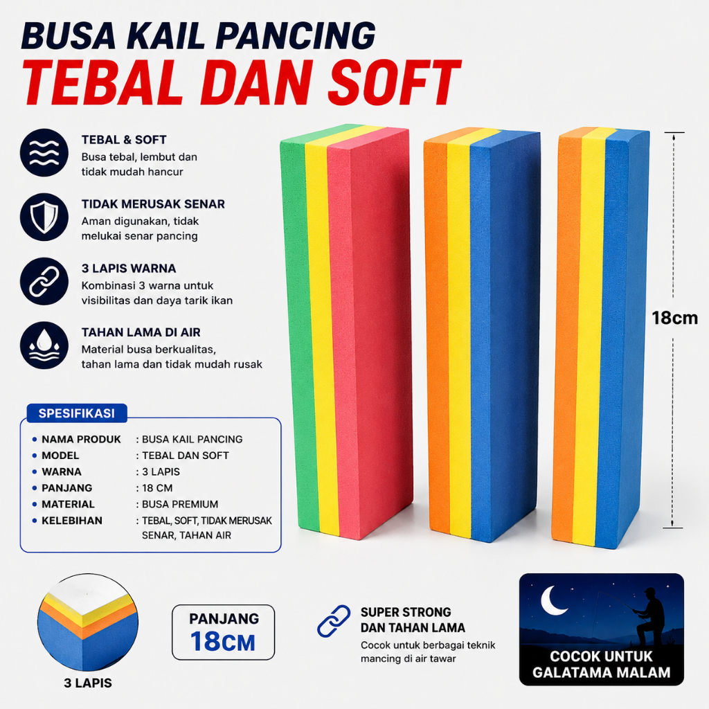 Busa Kail Pancing Tebal dan Soft / Busa untuk kail Pancing