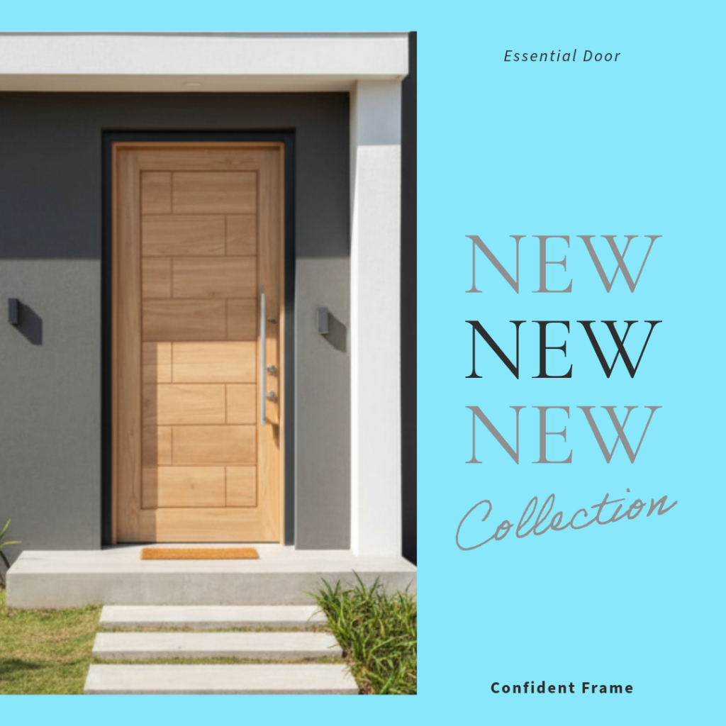 Daun Pintu Minimalis Modern Kayu Kamper Custom Ukuran Cocok untuk Pintu Rumah atau Kamar