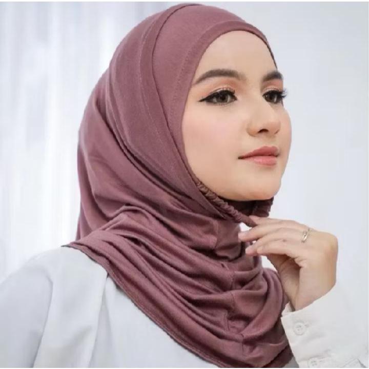 Bergo instan karet dagu sepandek jersey Hijab viral terlaris  sepandek premium
