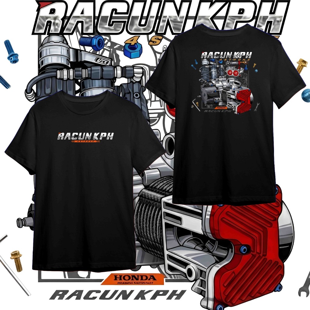 Kaos Terbaru Racun KPH Terbaru Desain Mesin Mobil Hitam Kaos Pria