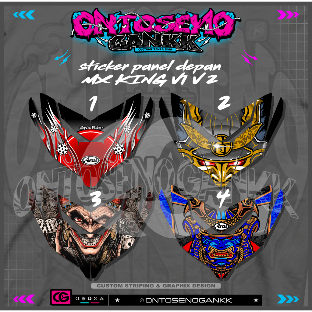 STRIPING CUSTOM VARIASI TRANSPARAN DADA DEPAN MX KING V1 / V 2  STICKER VARIASI MOTIF TERBARU KEREN