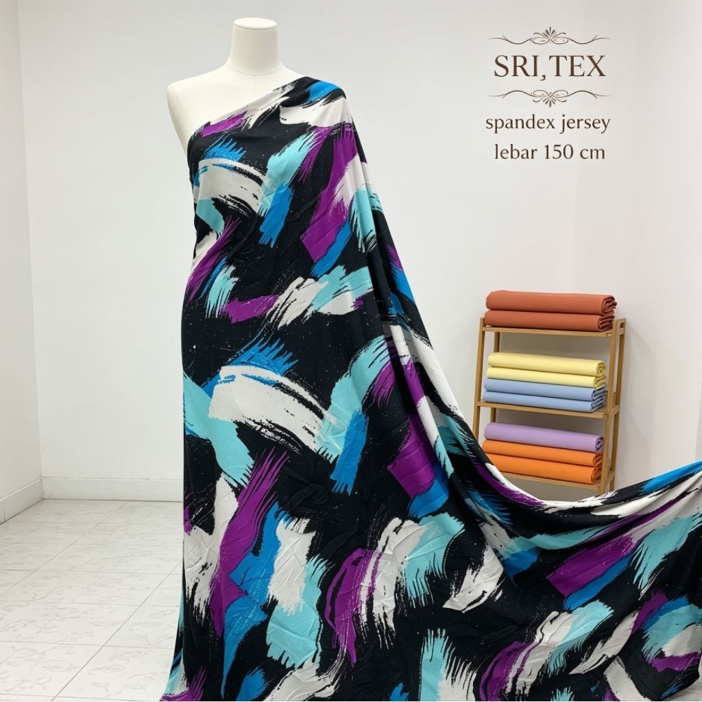 kain spandex jersy motif - kain Jersey spandex motif abstrak - kain jersey glitter - kain spandex