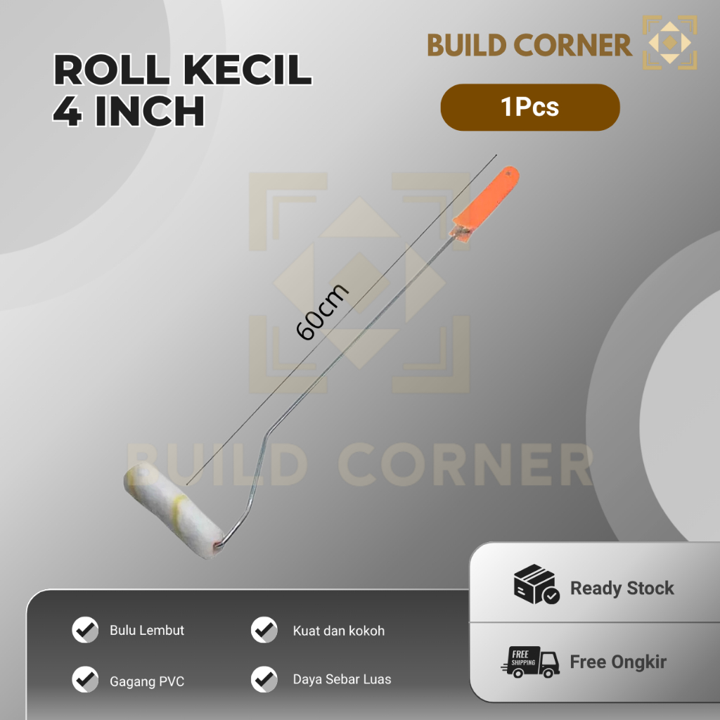 Roll Kapal Cat 4" Bulu Gagang Kecil / Kuas Cat Tembok Roll Kecil