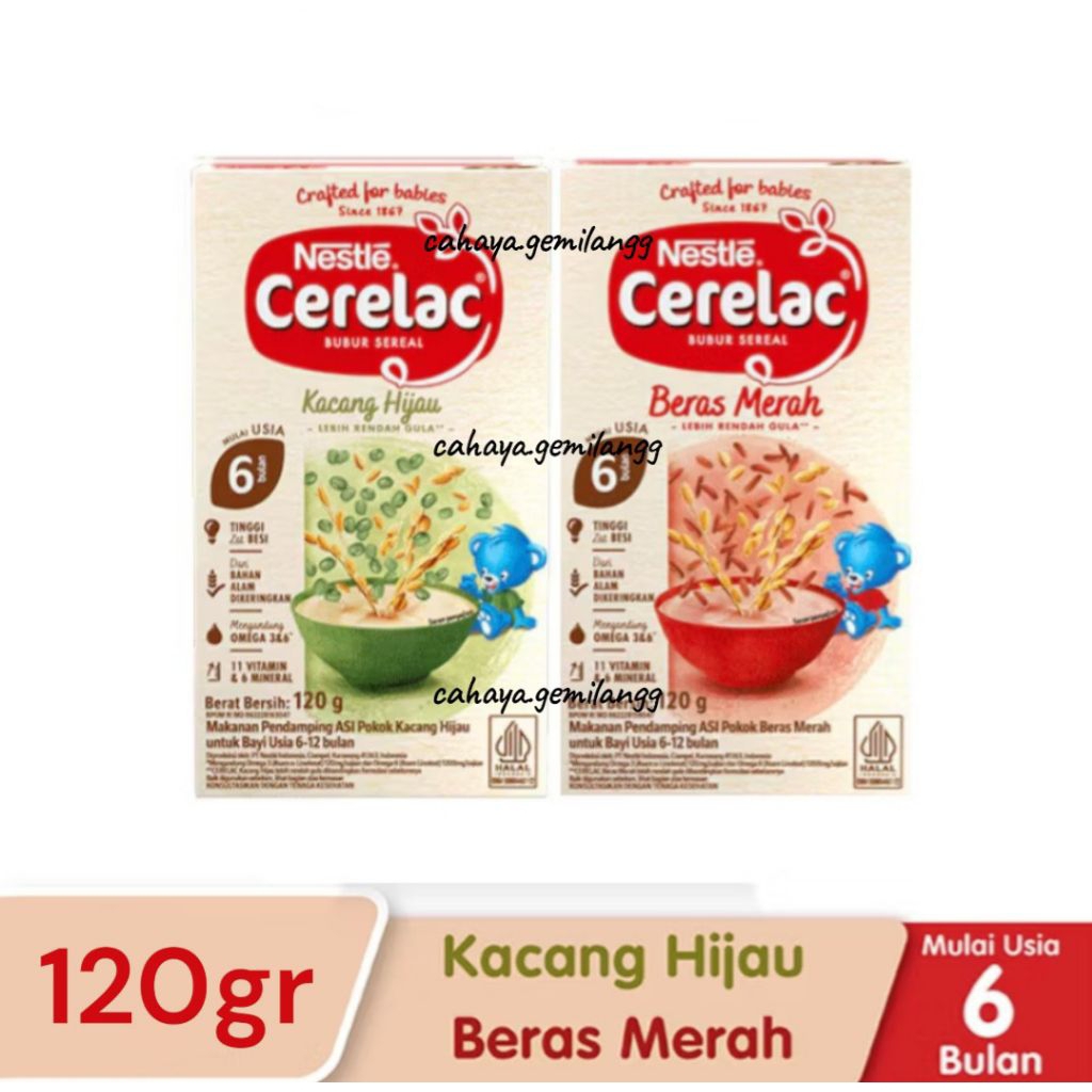 Nestle Cerelac Bubur Bayi Instant Beras Merah / Kacang Hijau 120Gr - Bubur Bayi Instan / Cerelac Hom