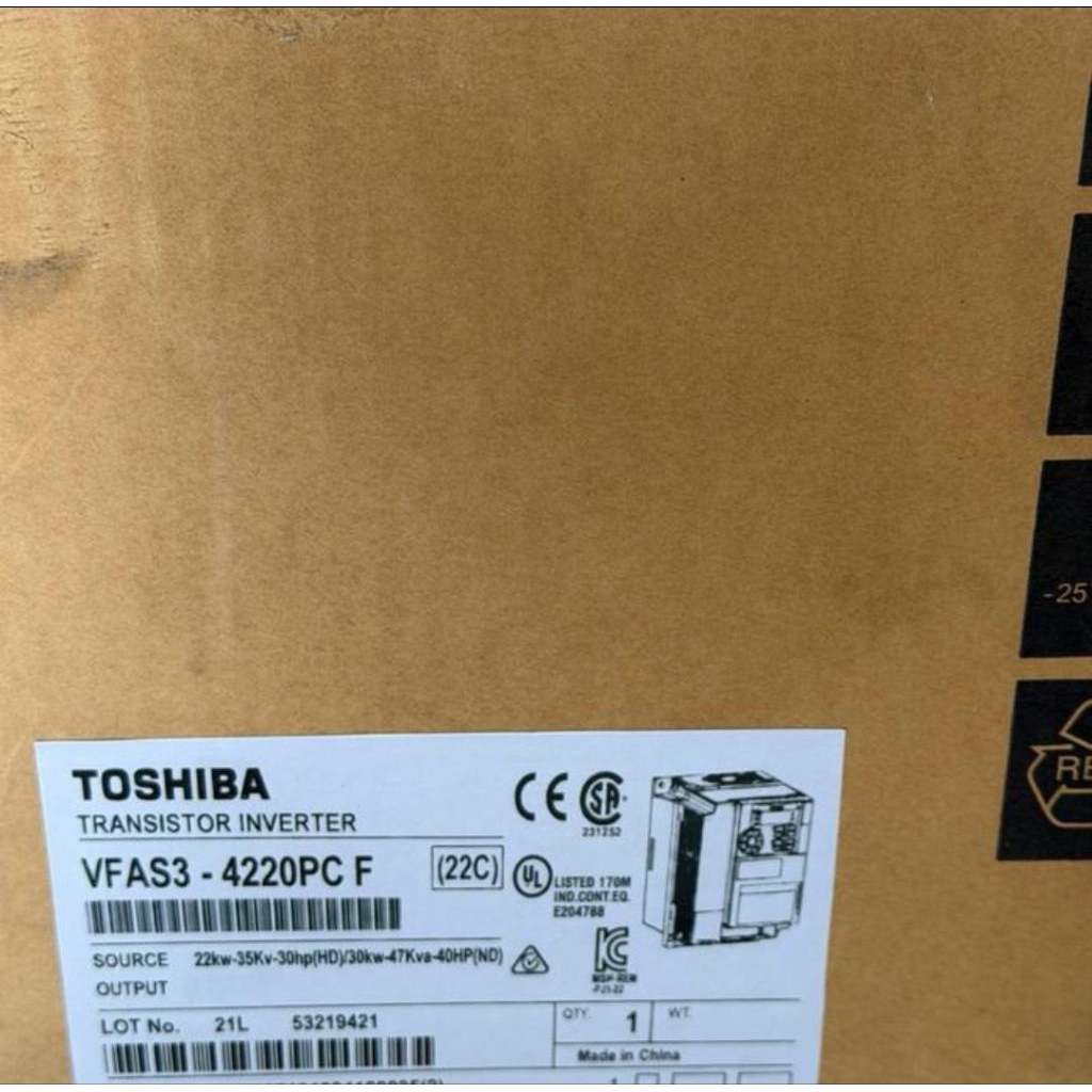 INVERTER TOSHIBA VFAS3-4220PC F 22KW (HD) / 30KW(ND) 380V