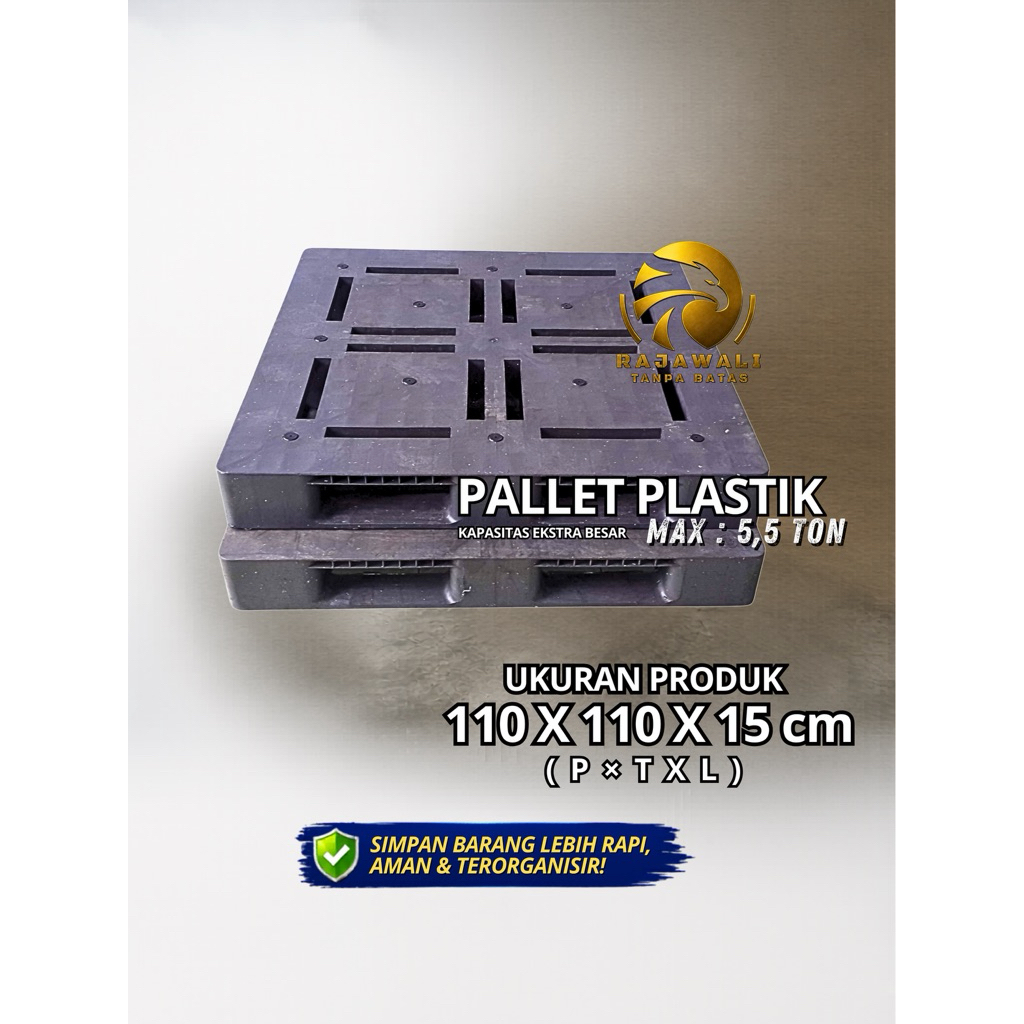 Pallet Plastik 110x110x15 cm Beban Berat HDPE Anti Air Cocok Gudang & Pabrik