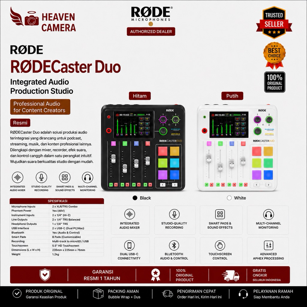 Rode RodeCaster Duo Podcast Production Audio Rode Caster Duo Rode Garansi Resmi