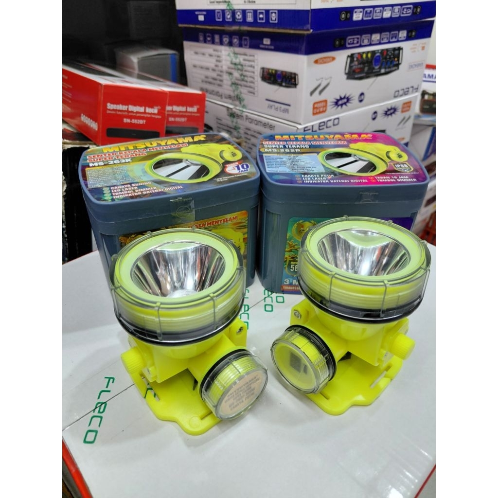 Mitsuyama 300watt Senter Kepala Selam Ms-262P/K cahaya putih kuning plus Kacamata Selam