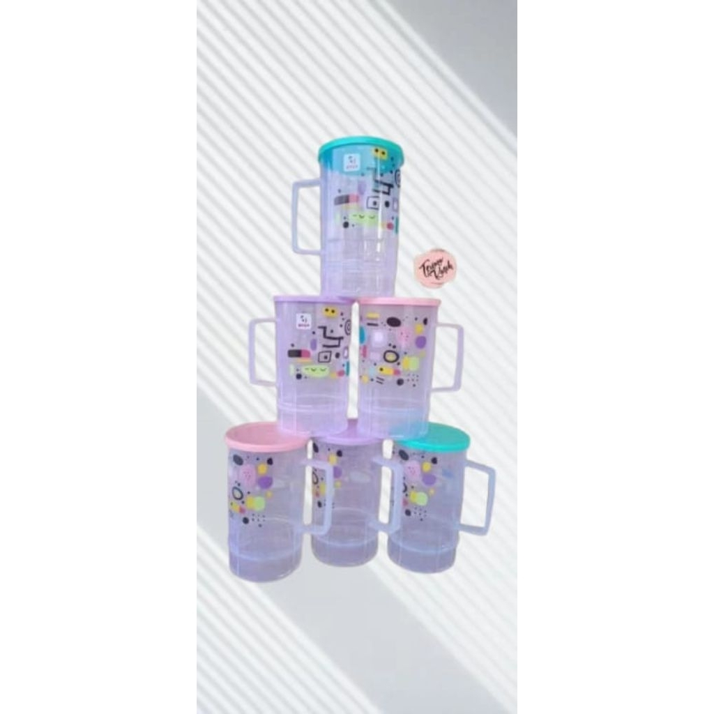 Mug Tutup Plastik Draco 700 ML - Gelas Bir Jumbo Bening Transparan - Gelas Tutup