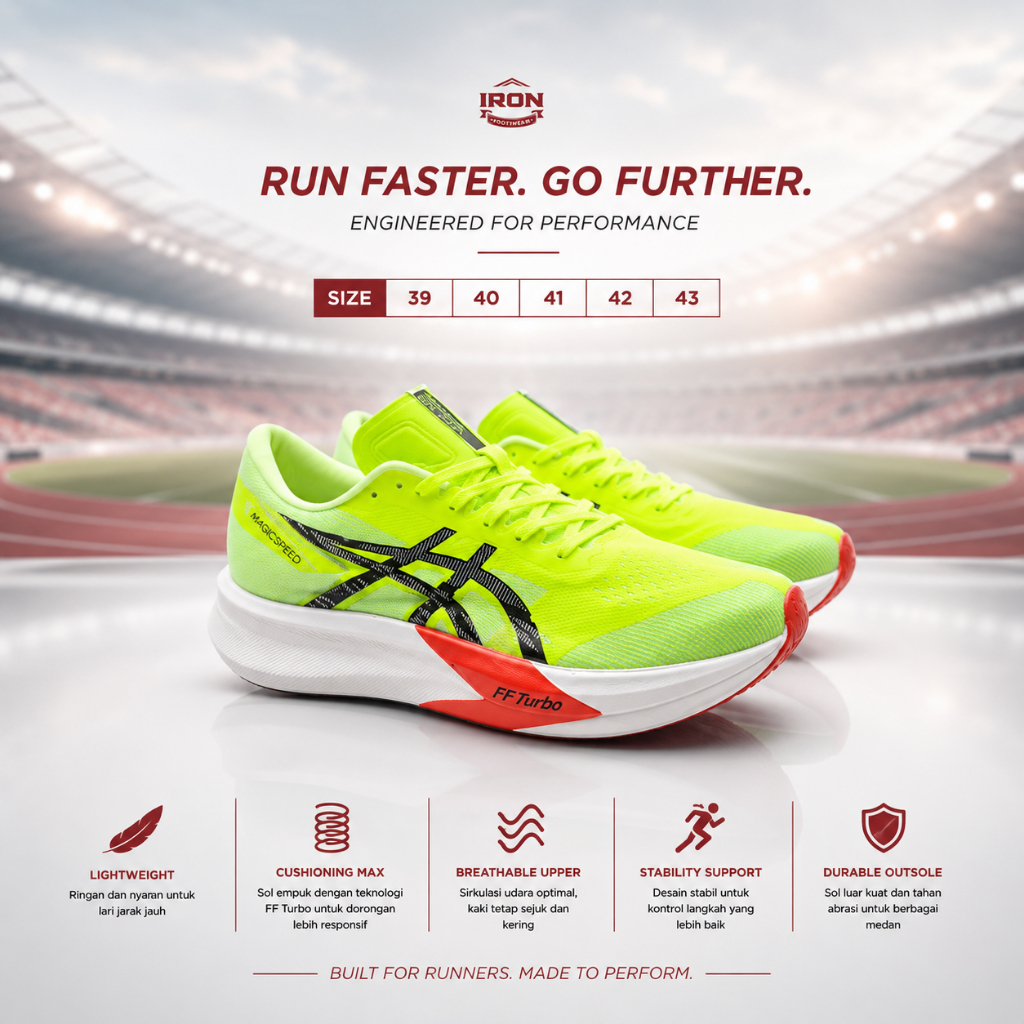 Sepatu Running Pria Wanita Asic FF Turbo Sepatu Lari Ringan Breathable Anti Slip Empuk Nyaman Sport